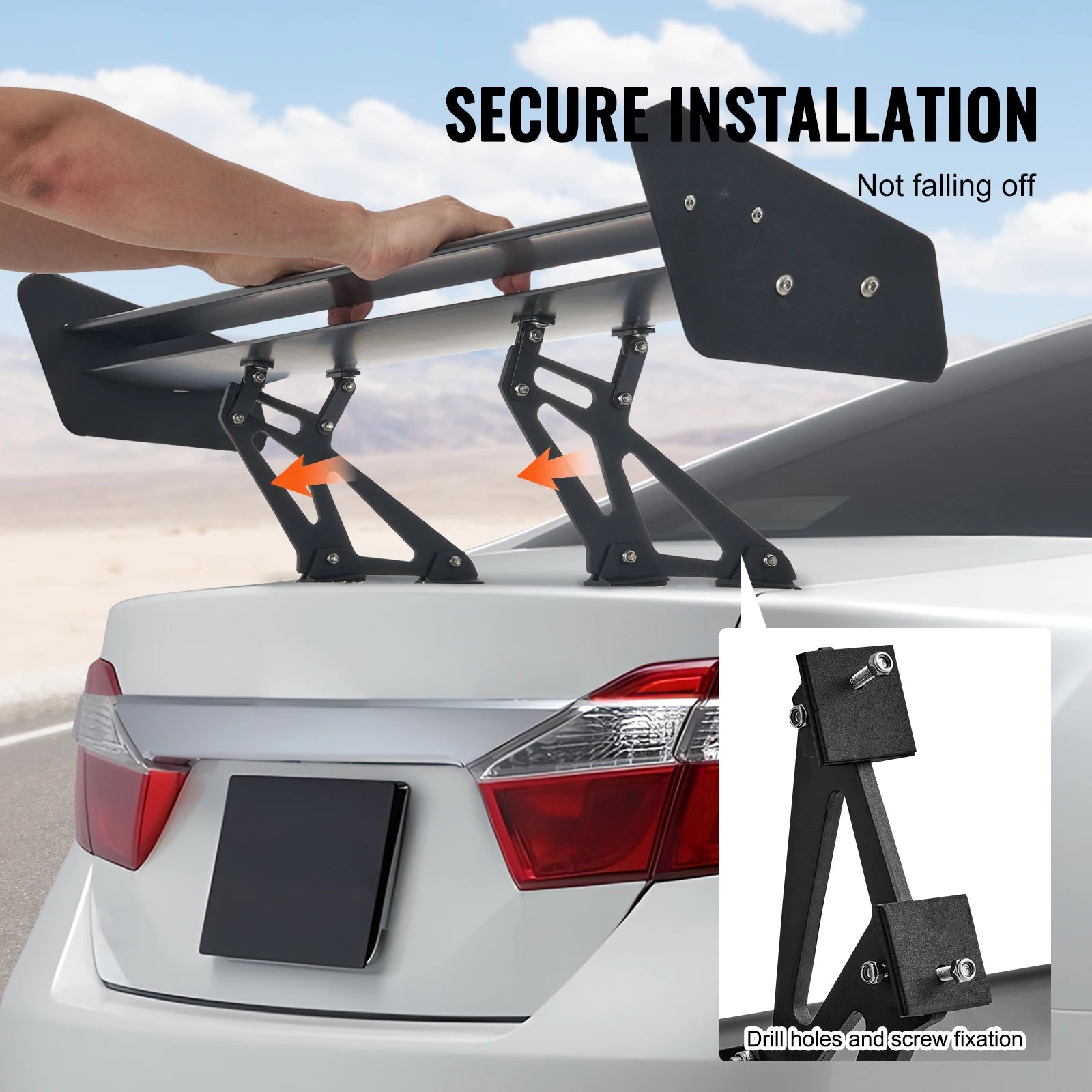 SucceBuy GT Wing Car Spoiler 53.1 inch Universal Spoiler with Double Deck Car Rear Spoiler Wing, Racing Spoiler BGW/JDM Drift