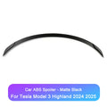 For Tesla Model 3 2025 Highland Performance Spoiler ABS Matte Carbon Rear Trunk Tail Wing Original 2024 Car Exterior Accessories