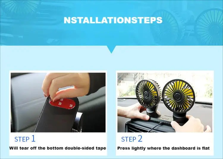 EAFC Mini Car Fan 360 Degree Rotating Cooling Wind Low Noise Summer Car Air Conditioning Cold Fan Ventilation Car Home 5V USB