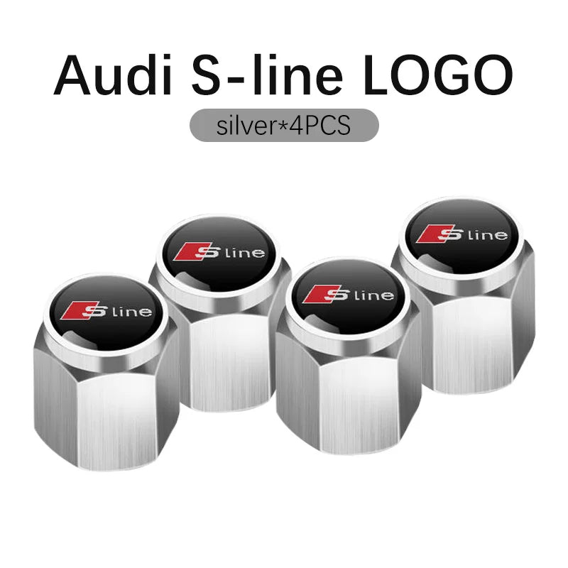 Audi 3D Metal Tire Valve Caps – S Line A1-Q8
