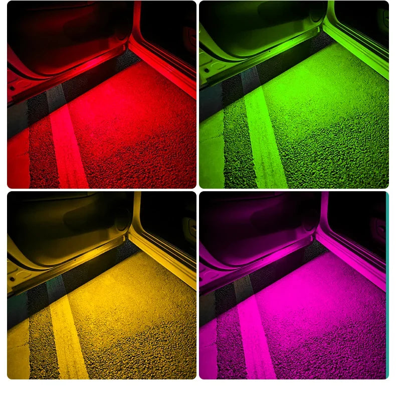 2Pcs Car LED Door Lights RGB Led Wireless Door Warning Lights USB Welcome Door Sill Projector Magnetic Auto Ambient Lamp Puddle