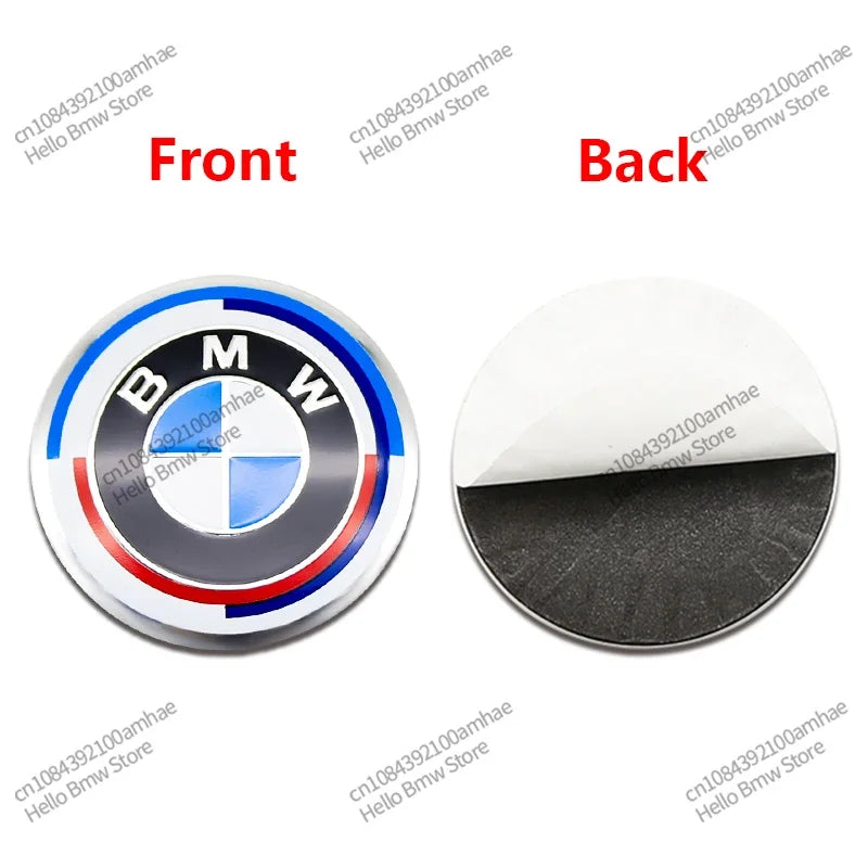 56mm 60mm 65mm 70mm Wheel Sticker for BMW E46 E90 F30 F10 G20 X5 50th Anniversary Emblem Badge 4Pcs DIY Auto Rim Hub Cap Decal