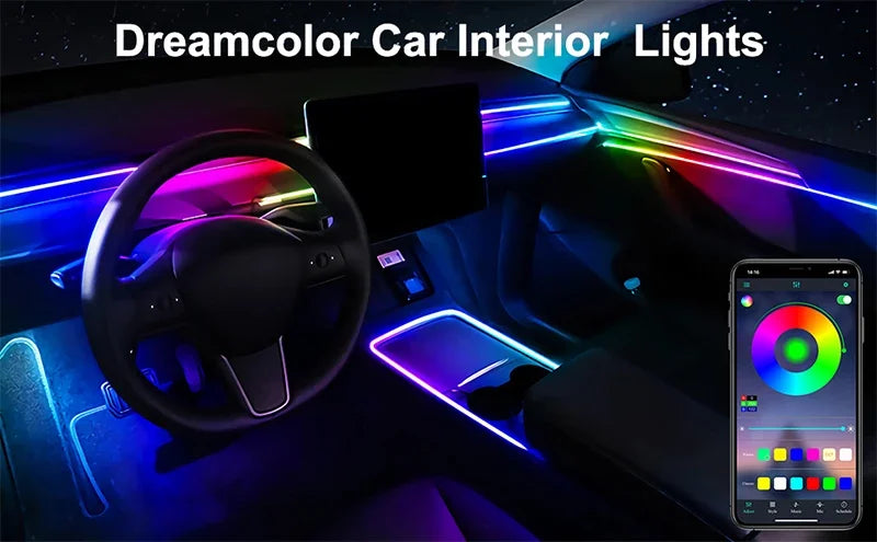 Premium Car Interior Ambient Light Kit – 64 Color App Control