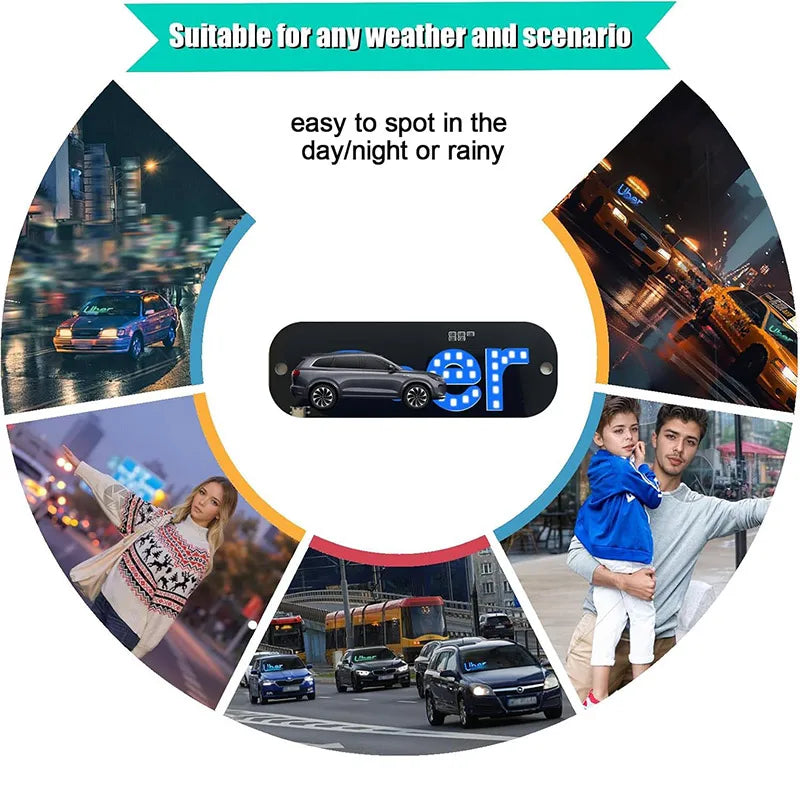 Led Light Sign For Car, Taxi Sign Light Windshield, Led Decal With Suction Cups, Usb Plug For Vehicle,driver Accessories