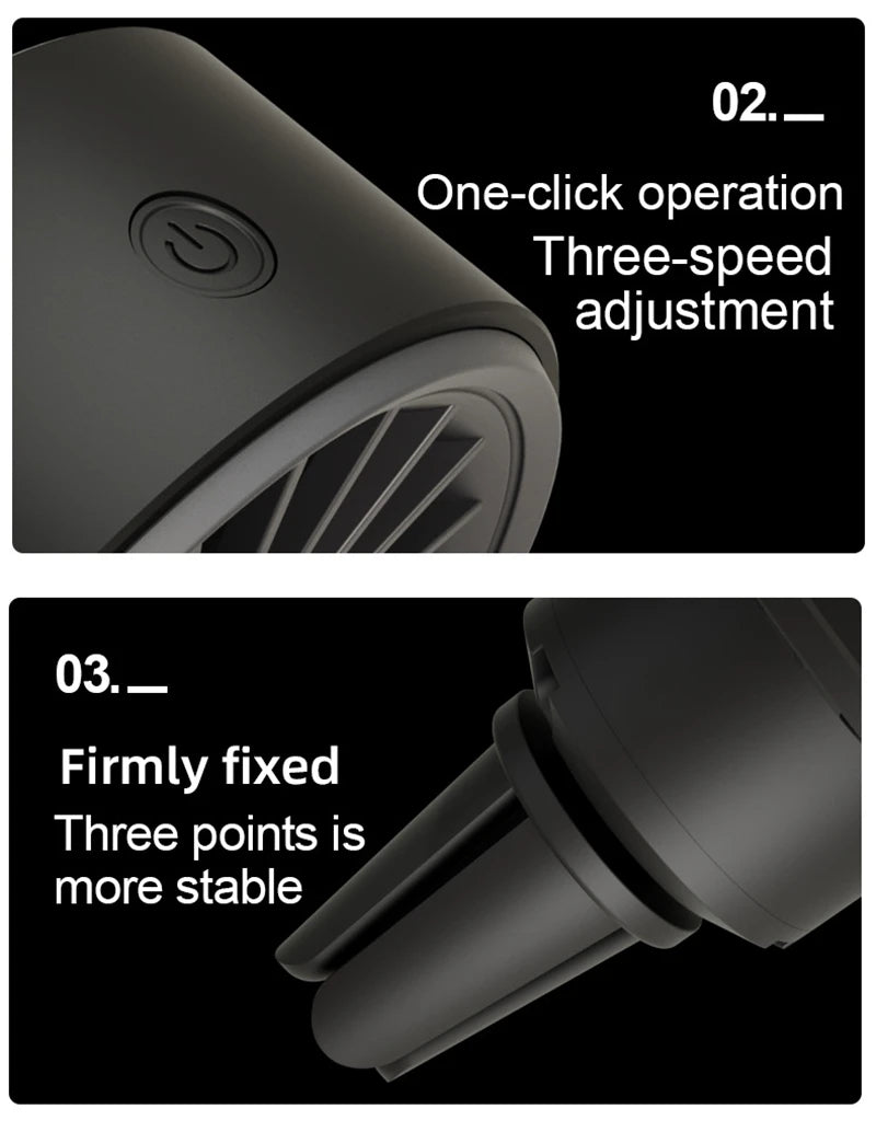 Car USB Fan Mini Portable Clip on Aroma Diffuser 2 in 1 Strong Wind Car Vent Fan Air Freshener RGB Light Car Accessories