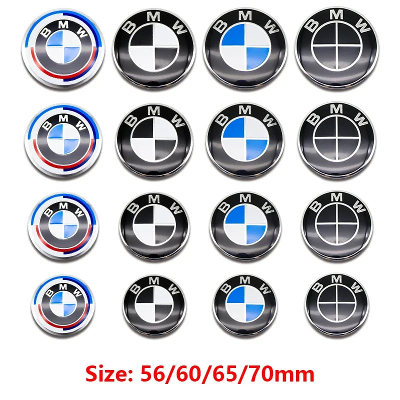 56mm 60mm 65mm 70mm Wheel Sticker for BMW E46 E90 F30 F10 G20 X5 50th Anniversary Emblem Badge 4Pcs DIY Auto Rim Hub Cap Decal