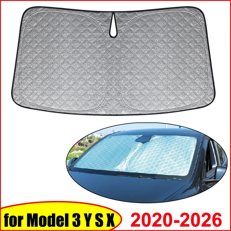 For Tesla Model 3 Y S X YL Juniper 2025-2020 2026 Thicken Front Windshield Sunshade Sun Shade Anti-UV Sun Shading Screen Cover