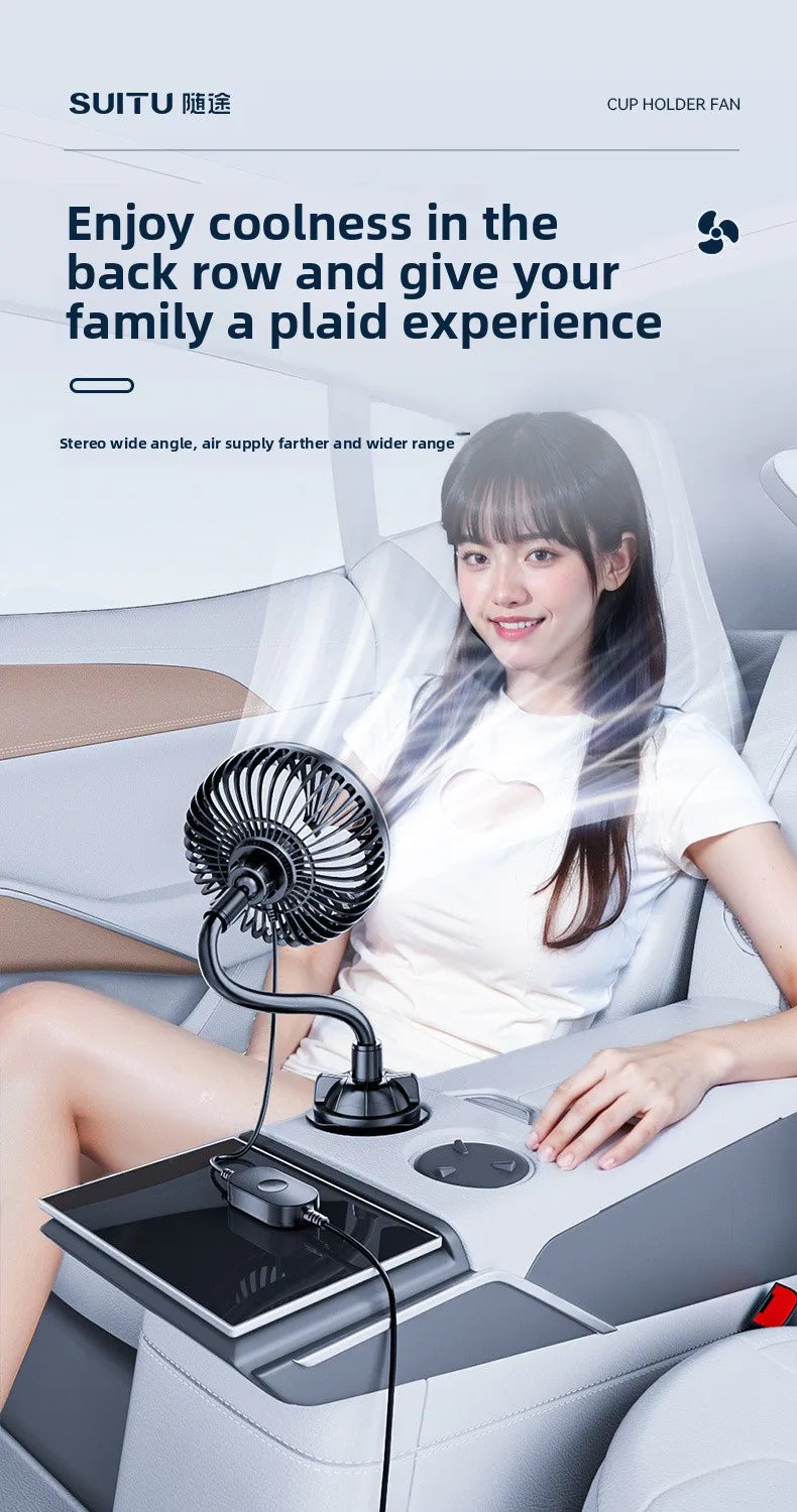 Car Fan 24v For Large Trucks, 12v Cooling Usb Fan For Car Cup Holder, Single-head Fan With Strong Airflow