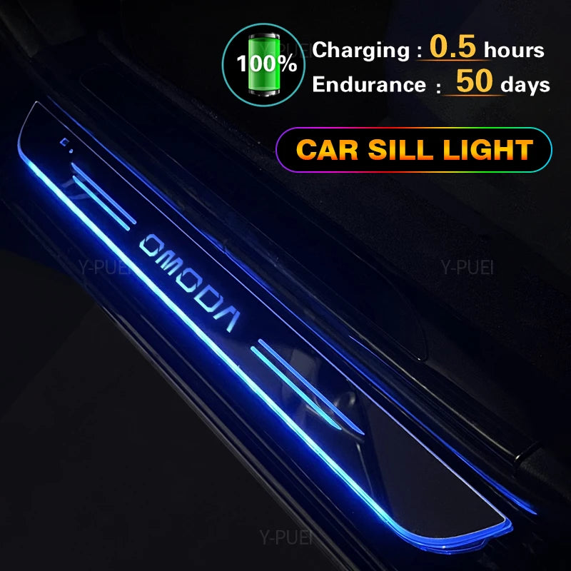 USB Power Moving LED Welcome Pedal Car Scuff Plate Door Sill Light For EBRO S400 EBRO S700 EBRO S800 2025 Car Auto Accessories