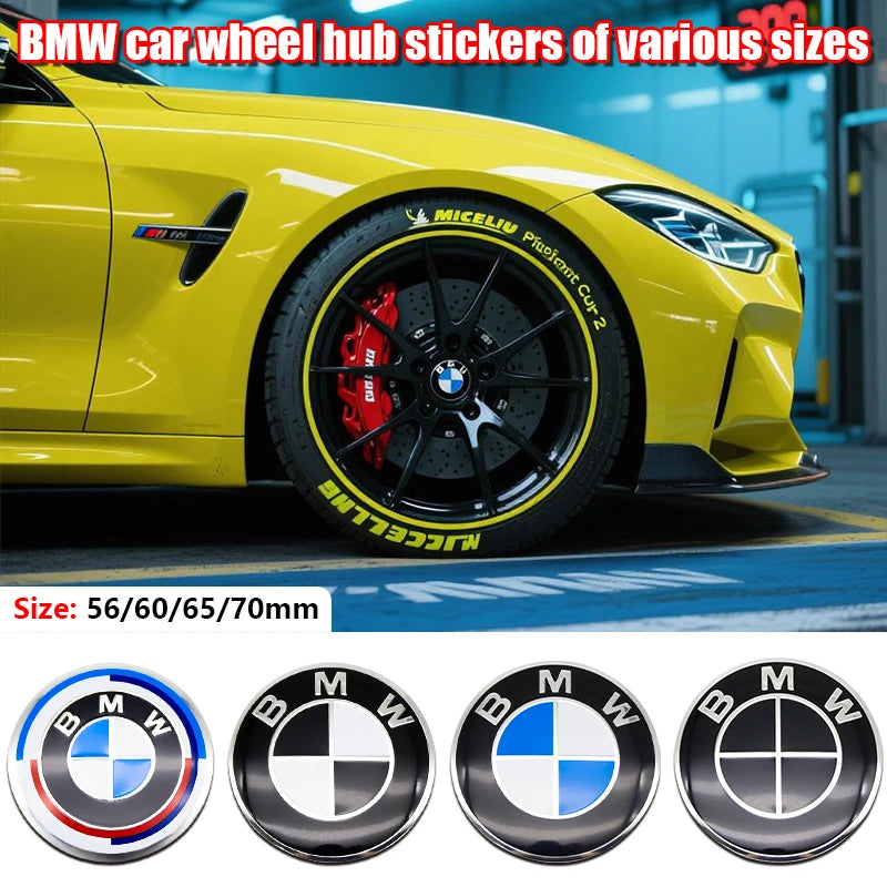 56mm 60mm 65mm 70mm Wheel Sticker for BMW E46 E90 F30 F10 G20 X5 50th Anniversary Emblem Badge 4Pcs DIY Auto Rim Hub Cap Decal
