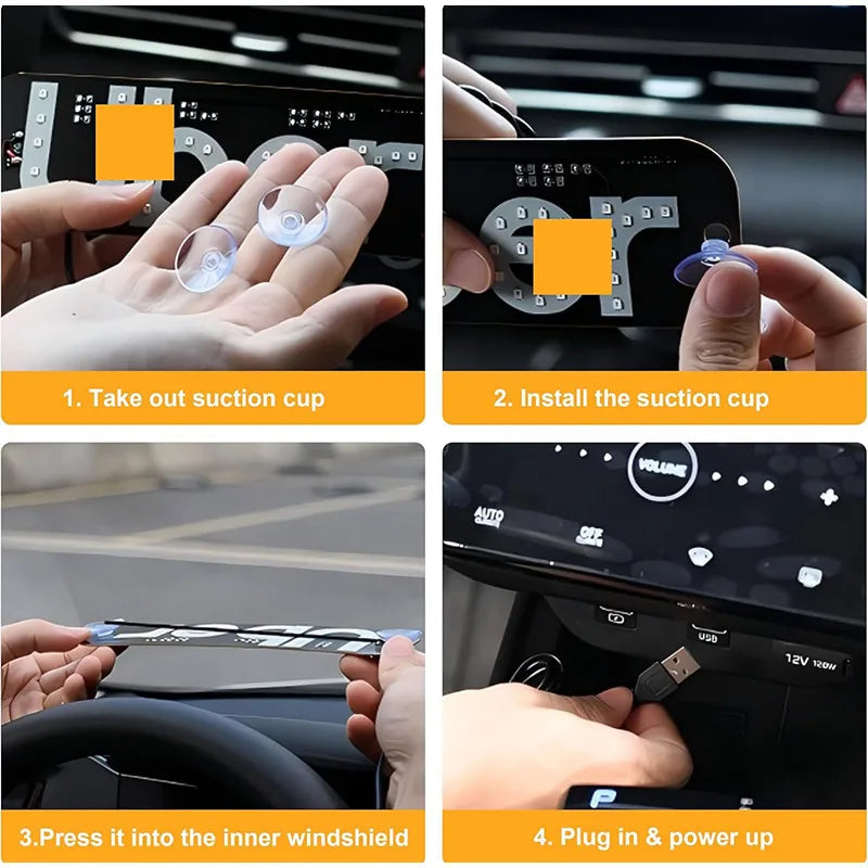 Led Light Sign For Car, Taxi Sign Light Windshield, Led Decal With Suction Cups, Usb Plug For Vehicle,driver Accessories