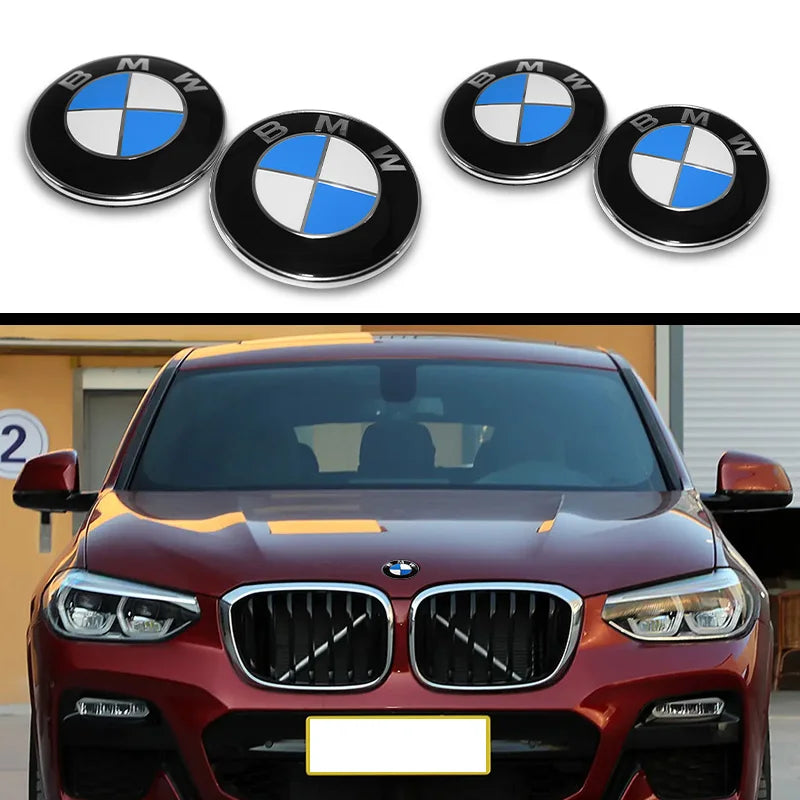 2Pcs 82mm 74mm Car Front Bonnet Logo Rear Trunk Cover Badge Emblem for BMW E46 E39 E60 E90 E30 X1 X2 X3 X4 X5 X6 X7 M3 M4 M5