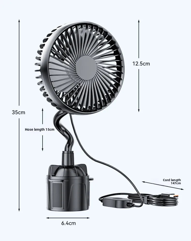 Car Fan 24v For Large Trucks, 12v Cooling Usb Fan For Car Cup Holder, Single-head Fan With Strong Airflow