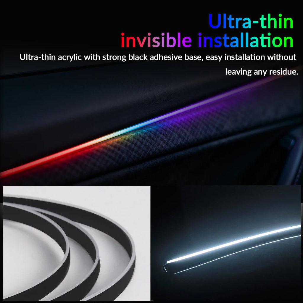Symphony Ambient Lights Car RGB App Control LED Interior Hidden Acrylic Strip Light Full Color Streamer Auto Atmosphere Lamp Kit