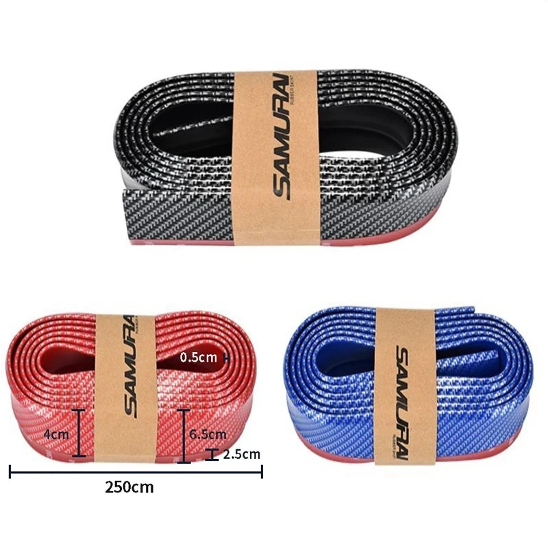 Universal Car Front Bumpers Anti Collision Strips Carbon Fiber Rubber Strip Car Front Bumper Lip for Car Lip Skirt Protector