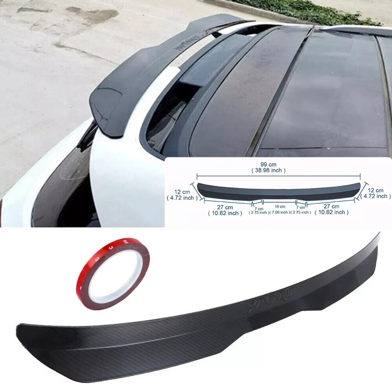 Carbole Universal Hatchback Car Rear Trunk Roof Lip Spoiler Tail Trunk Wing Carbon Fiber