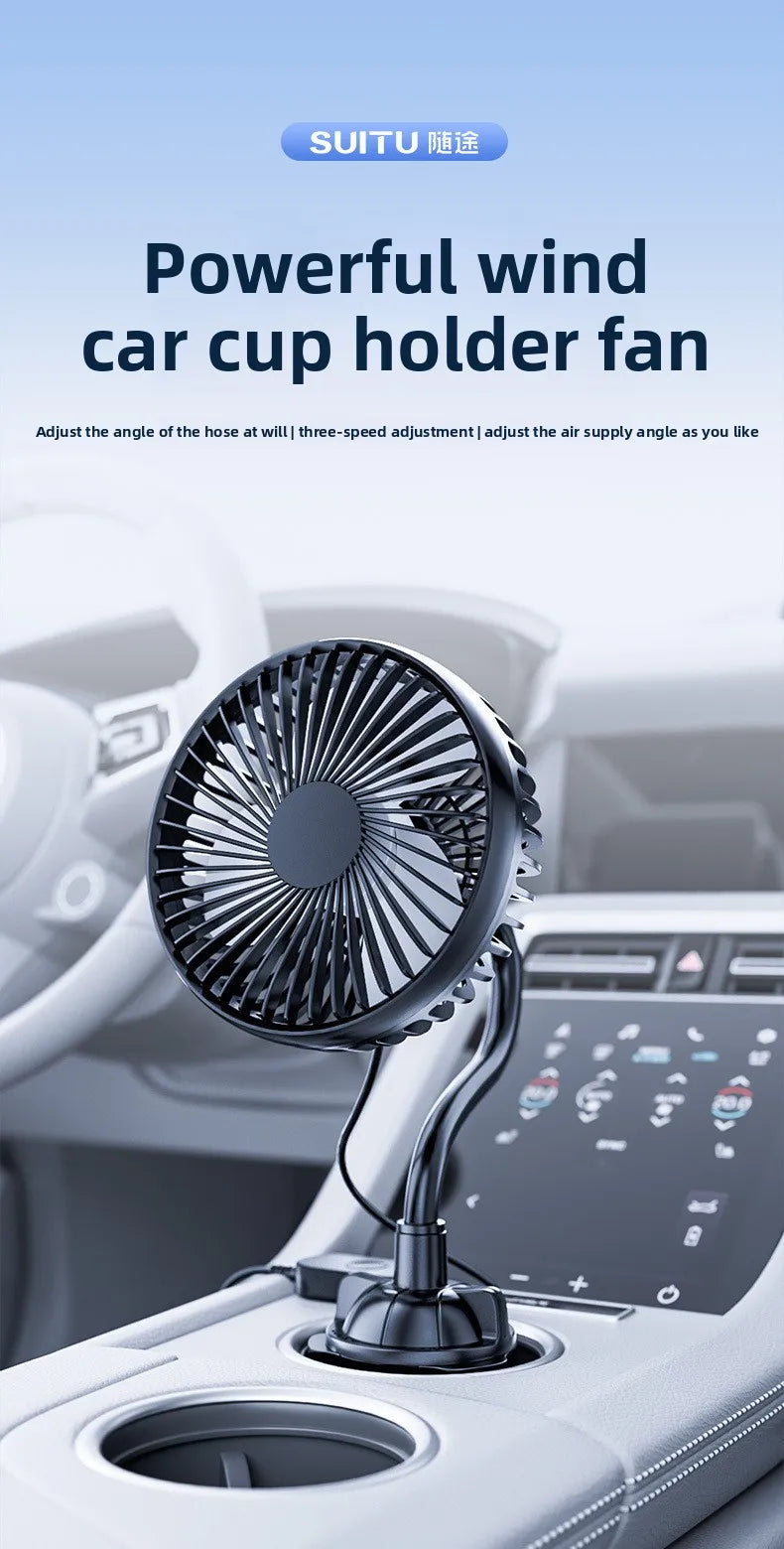 Car Fan 24v For Large Trucks, 12v Cooling Usb Fan For Car Cup Holder, Single-head Fan With Strong Airflow