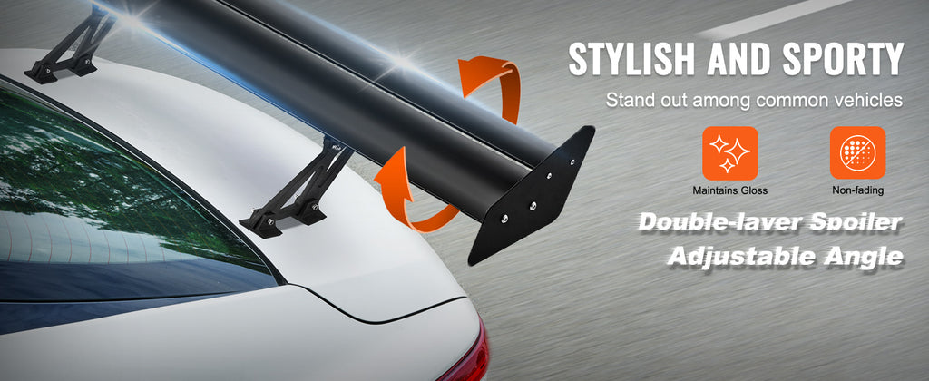 SucceBuy GT Wing Car Spoiler 53.1 inch Universal Spoiler with Double Deck Car Rear Spoiler Wing, Racing Spoiler BGW/JDM Drift